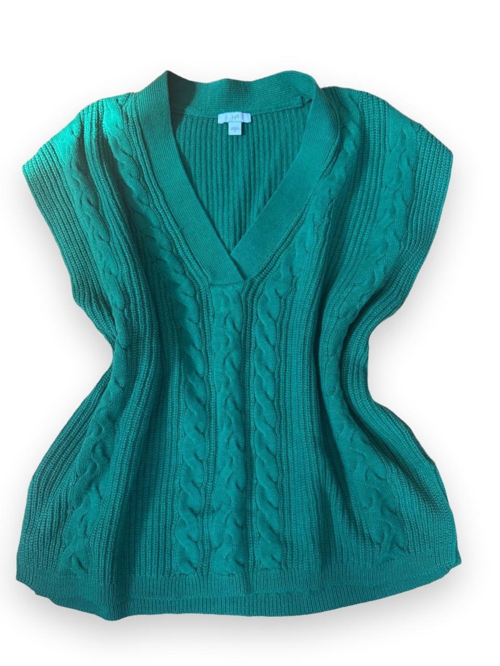 J Jill Green Cable Knit V-Neck Sweater Vest
